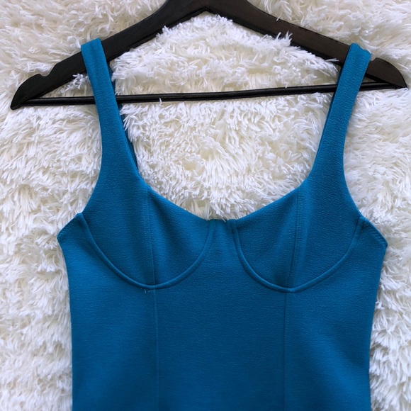 ZARA Corset Stitch Mini Bodycon Blue Dress - Picture 7 of 11